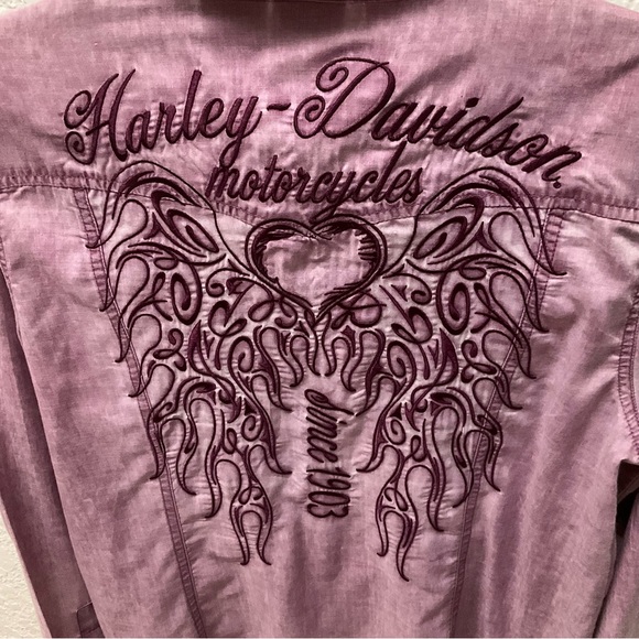 Harley Davidson Genuine Motor Clothes Long Sleeve Button Down Blouse - Picture 5 of 8